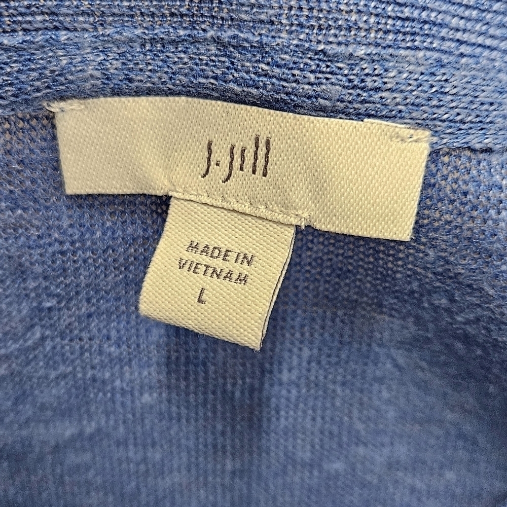 J. Jill Linen Blend Knit V Neck Long Sleeve Dress Robin Egg Blue Women's Large - Picture 9 of 10